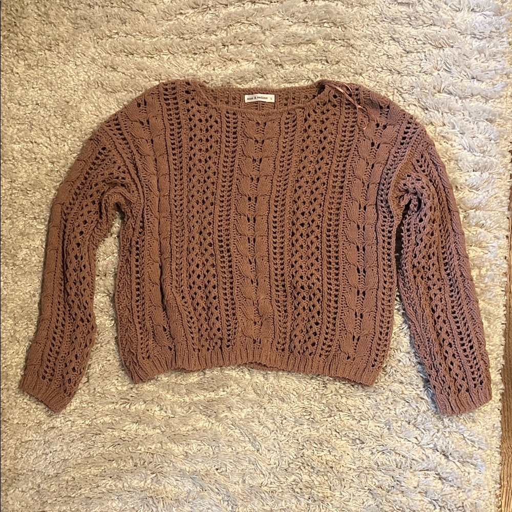 moon & madison Coffee Cable Knit Sweater